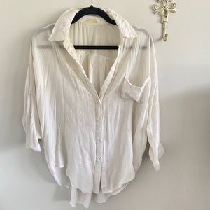 White oversize button shirt